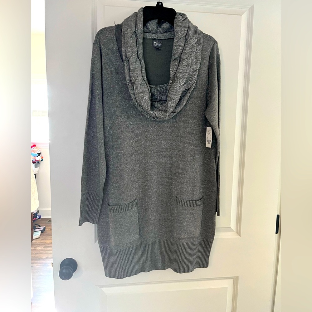 NY&C Gray Cowl-neck sweater dress - size L